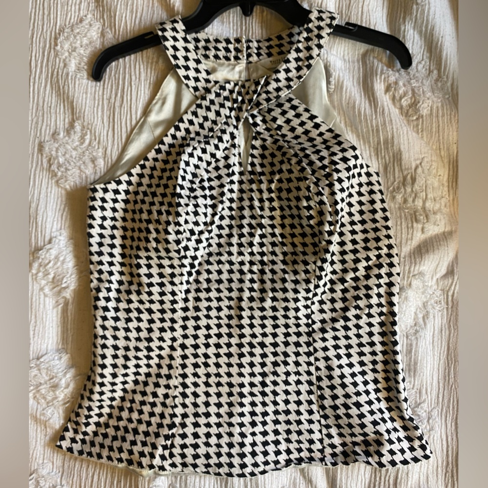 White House Black Market - Crisscross Halter Top w/ Black and White Houndstooth